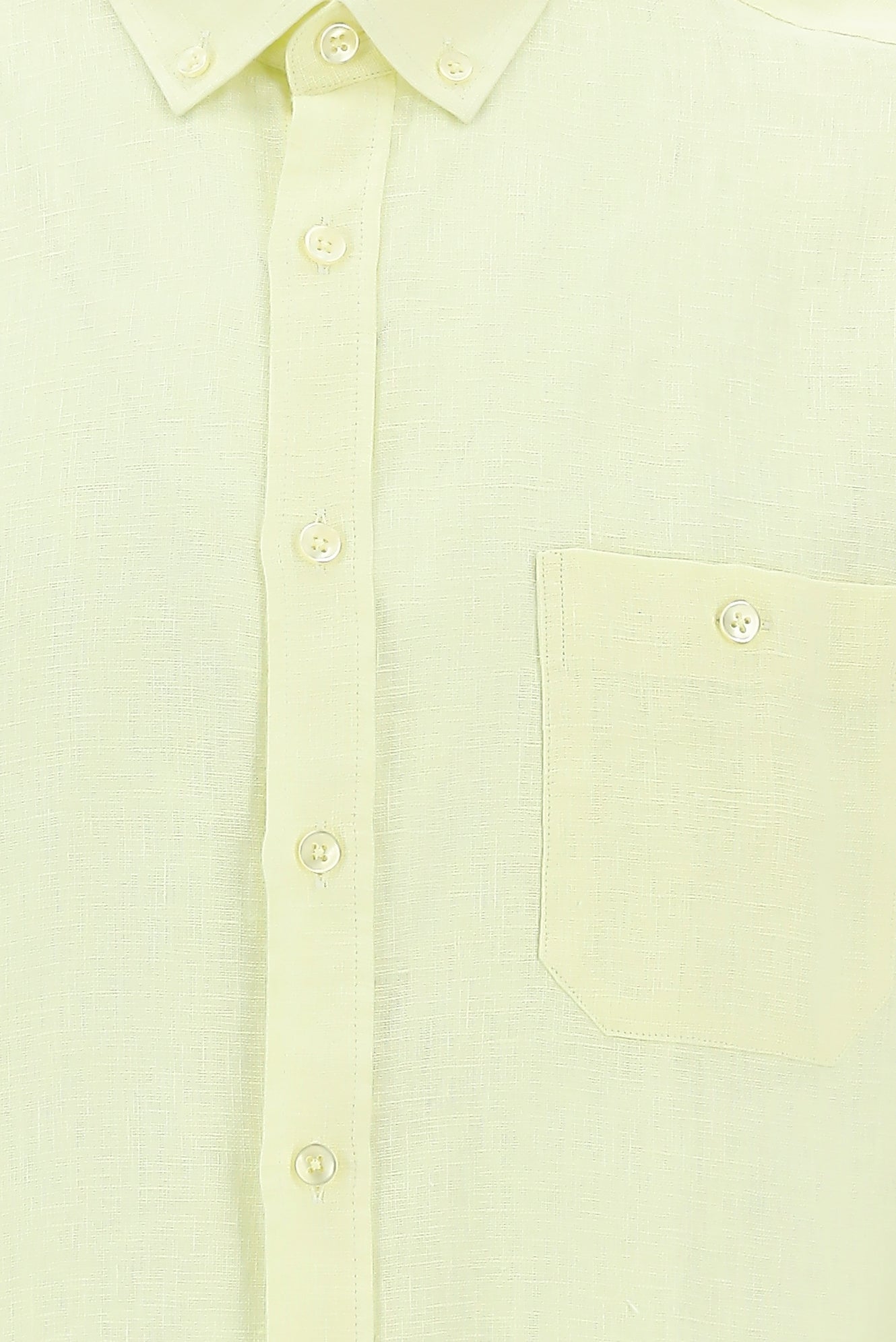 Açık Sarı Uzun Kol Regular Fit Keten Gömlek