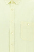 Açık Sarı Uzun Kol Regular Fit Keten Gömlek