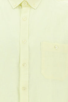 Açık Sarı Uzun Kol Regular Fit Keten Gömlek