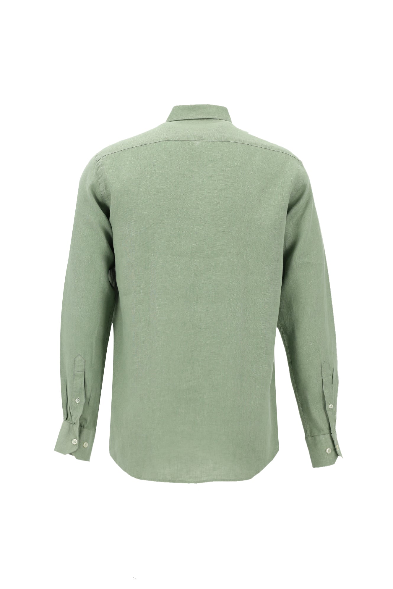 Yağ Yeşili-Olive Uzun Kol Regular Fit Keten Gömlek