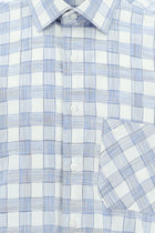 Açık Mavi Uzun Kol Regular Fit Ekose Pamuk Gömlek