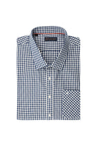 Koyu Lacivert Uzun Kol Regular Fit Cepli Ekose Pamuk Gömlek