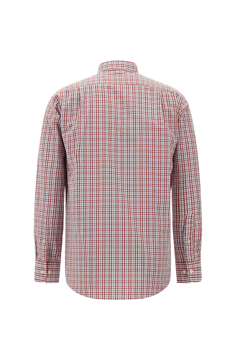 Bayrak Kırmızı Uzun Kol Regular Fit Ekose Gofre Pamuk Gömlek