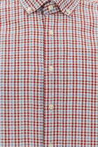 Bayrak Kırmızı Uzun Kol Regular Fit Ekose Gofre Pamuk Gömlek