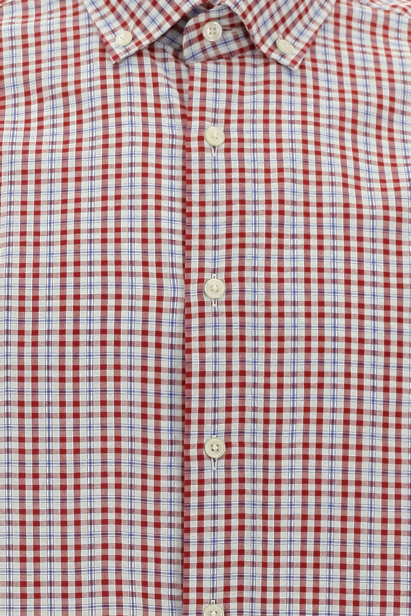 Bayrak Kırmızı Uzun Kol Regular Fit Ekose Gofre Pamuk Gömlek