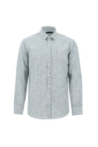 Orta Gri Uzun Kol Regular Fit Ekose Keten Gömlek