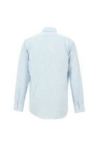 Açık Mavi Uzun Kol Regular Fit Ekose Keten Gömlek