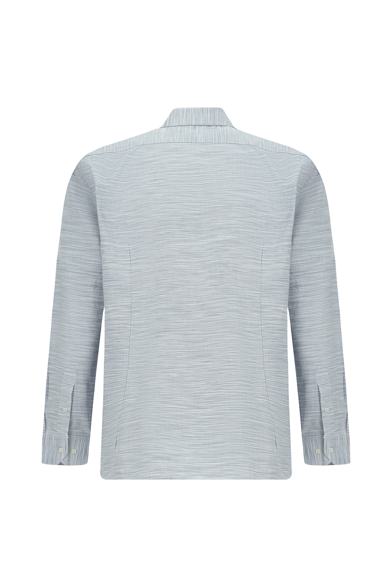 Açık Lacivert Uzun Kol Slim Fit Dar Kesim Desenli Pamuk Şantuk Gömlek