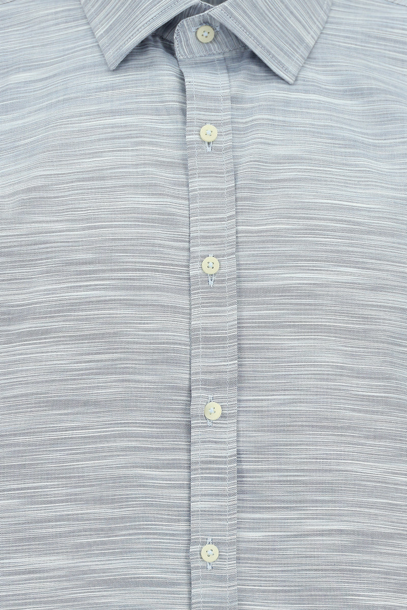 Açık Lacivert Uzun Kol Slim Fit Dar Kesim Desenli Pamuk Şantuk Gömlek