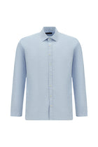 Açık Mavi Uzun Kol Slim Fit Dar Kesim Desenli Pamuk Şantuk Gömlek