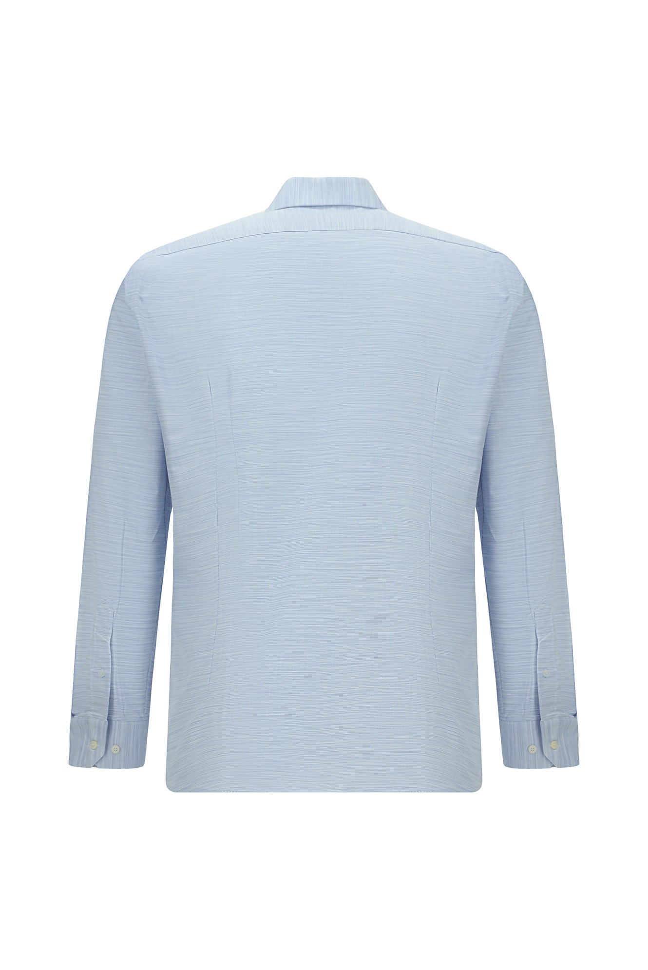 Açık Mavi Uzun Kol Slim Fit Dar Kesim Desenli Pamuk Şantuk Gömlek