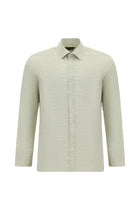 Açık Bej Uzun Kol Slim Fit Dar Kesim Desenli Pamuk Şantuk Gömlek