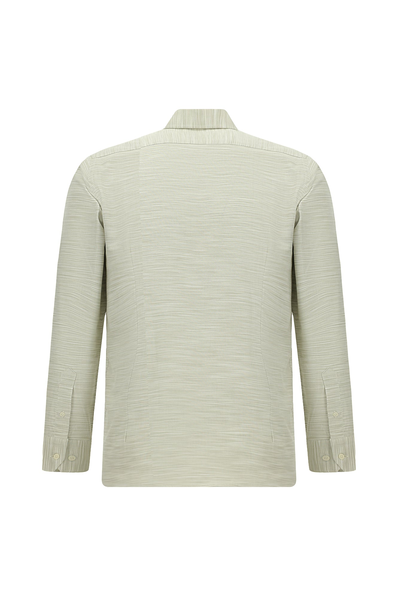 Açık Bej Uzun Kol Slim Fit Dar Kesim Desenli Pamuk Şantuk Gömlek