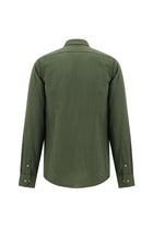 Koyu Haki Uzun Kol Slim Fit Dar Kesim Gofre Pamuklu Gömlek