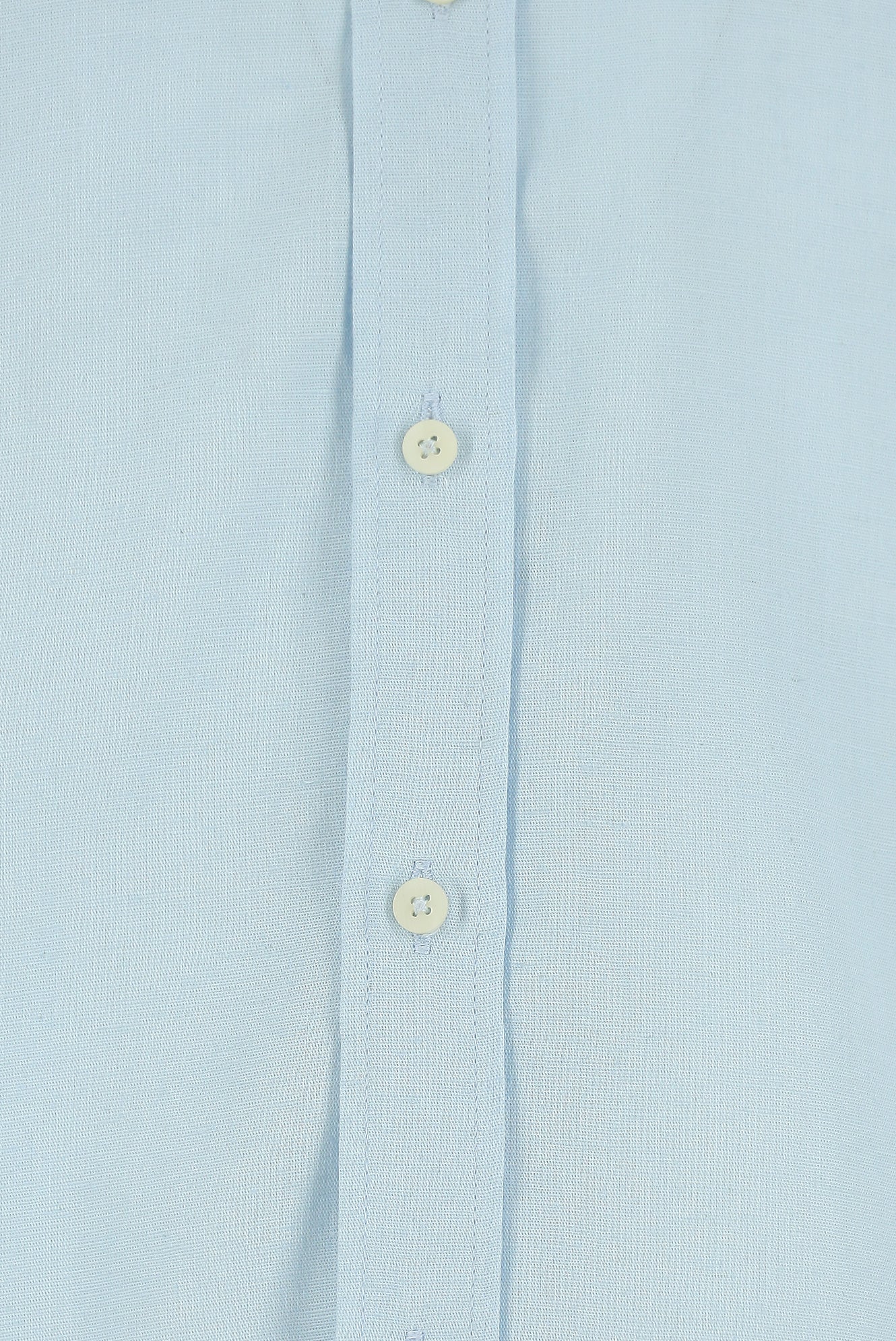 Uçuk Mavi Uzun Kol Slim Fit Dar Kesim Keten Gömlek
