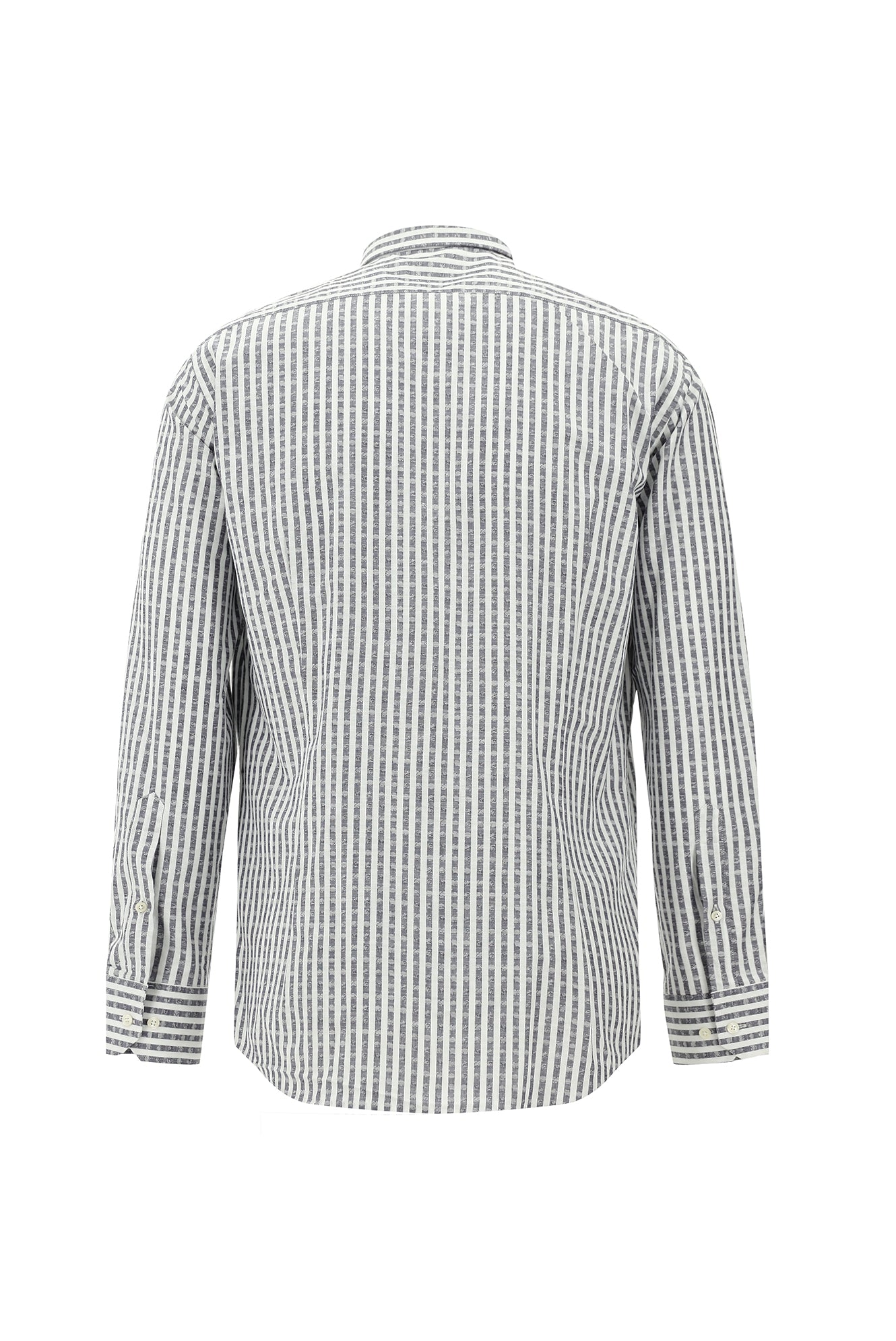 Açık Füme Uzun Kol Slim Fit Dar Kesim Çizgili Spor Pamuk Gömlek