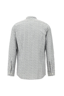Açık Füme Uzun Kol Slim Fit Dar Kesim Çizgili Spor Pamuk Gömlek