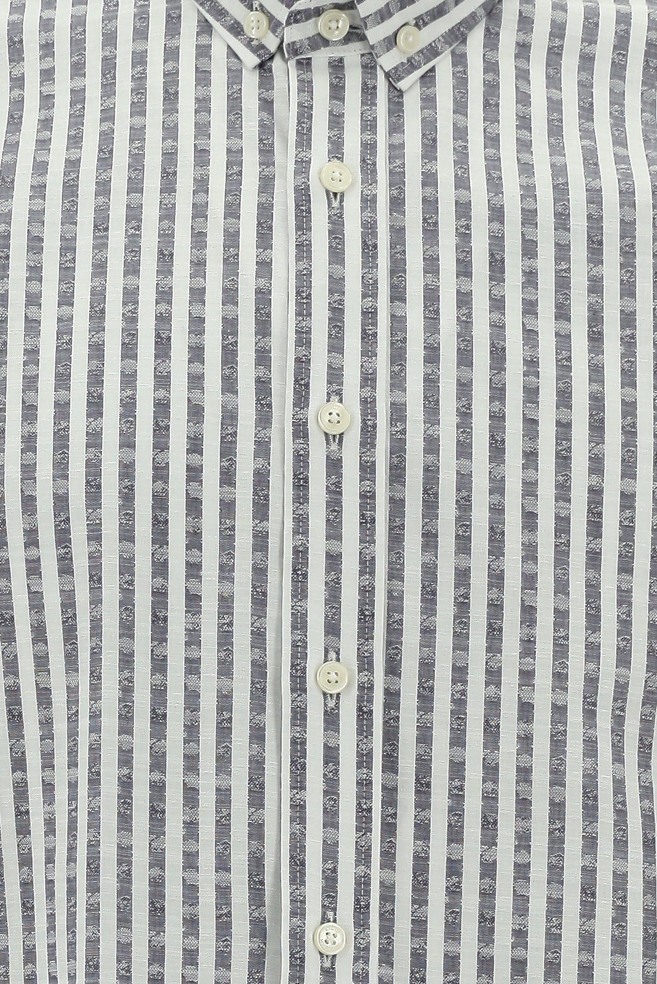 Açık Füme Uzun Kol Slim Fit Dar Kesim Çizgili Spor Pamuk Gömlek
