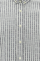 Açık Füme Uzun Kol Slim Fit Dar Kesim Çizgili Spor Pamuk Gömlek