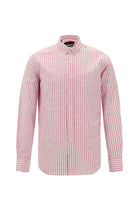 Şeker Pembe Uzun Kol Slim Fit Dar Kesim Çizgili Spor Pamuk Gömlek