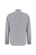 Koyu Lacivert Uzun Kol Slim Fit Dar Kesim Desenli Pamuk Gömlek