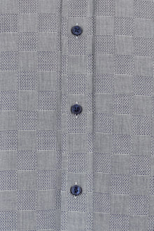 Koyu Lacivert Uzun Kol Slim Fit Dar Kesim Desenli Pamuk Gömlek