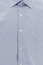 Koyu Lacivert Uzun Kol Klasik Çizgili Pamuk Gömlek