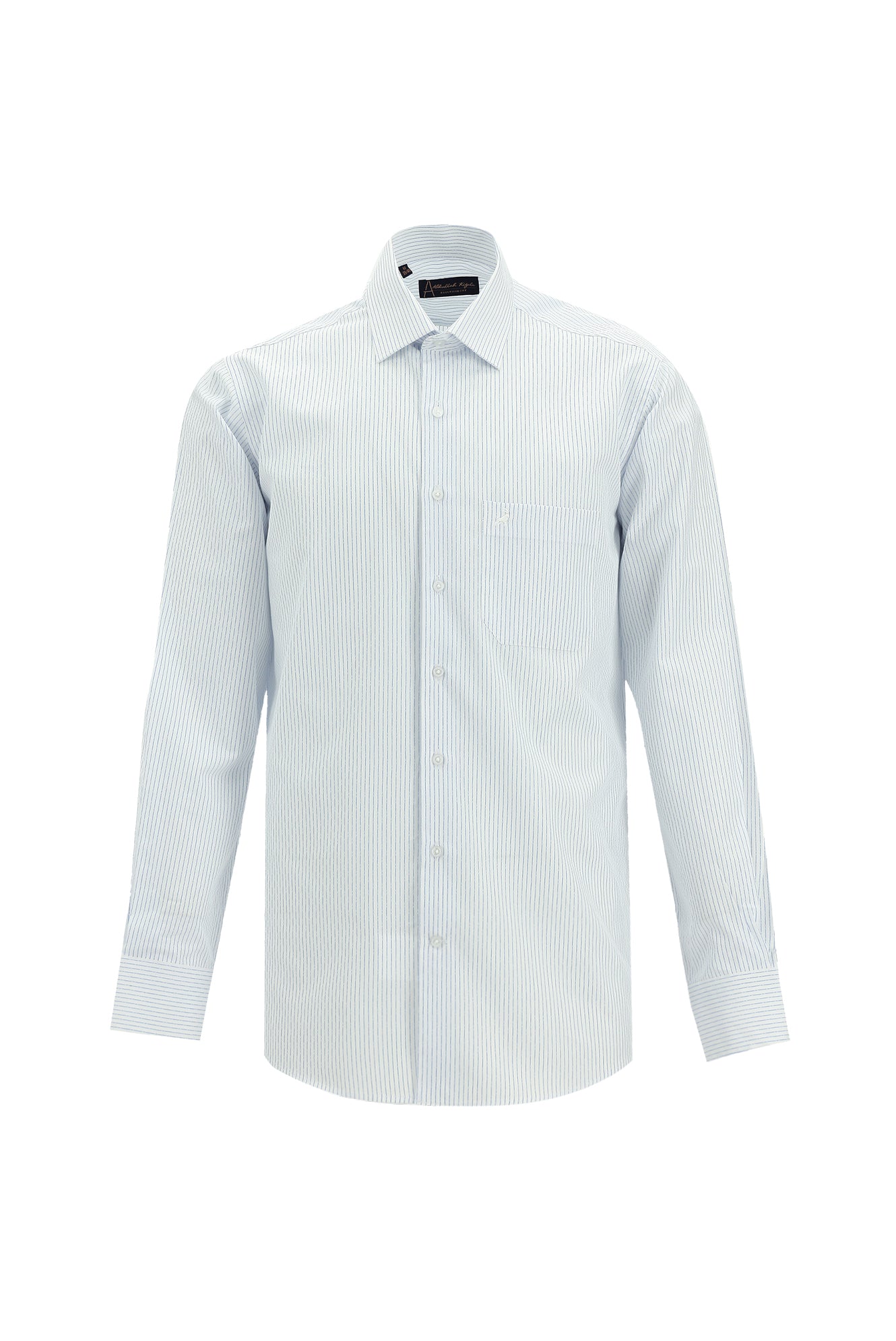 Açık Mavi Uzun Kol Klasik Çizgili Pamuk Gömlek