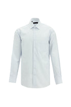 Açık Mavi Uzun Kol Klasik Çizgili Pamuk Gömlek