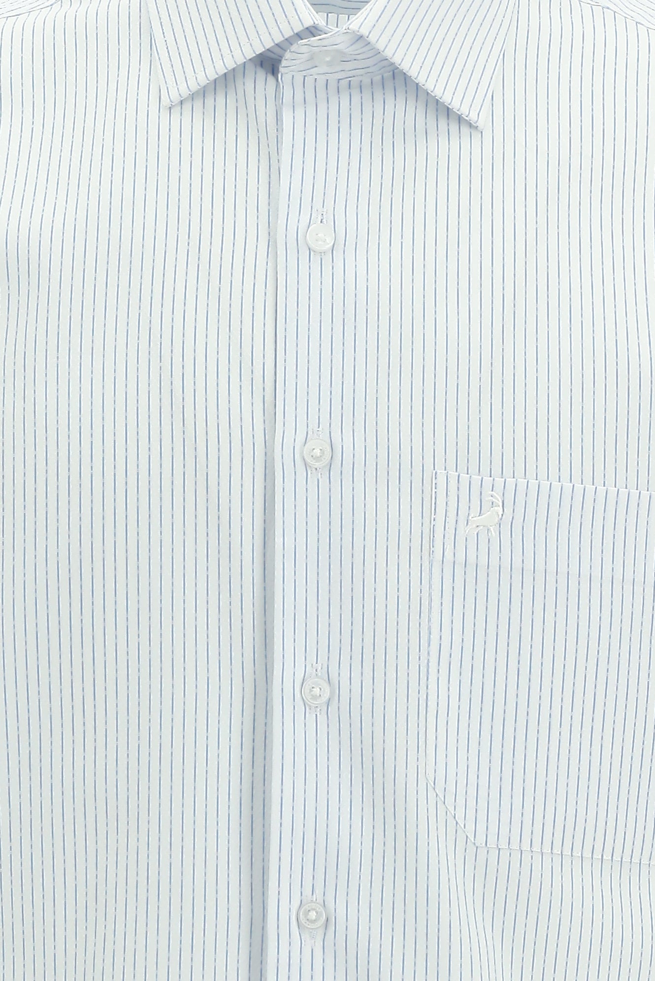 Açık Mavi Uzun Kol Klasik Çizgili Pamuk Gömlek