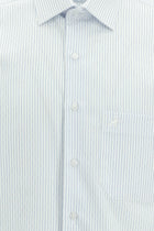 Açık Mavi Uzun Kol Klasik Çizgili Pamuk Gömlek