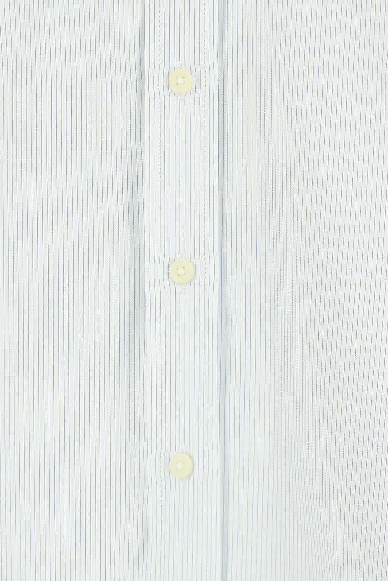 Açık Mavi Uzun Kol Klasik Çizgili Pamuk Gömlek