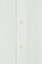 Beyaz Kısa Kol Regular Fit Desenli Pamuk Gömlek