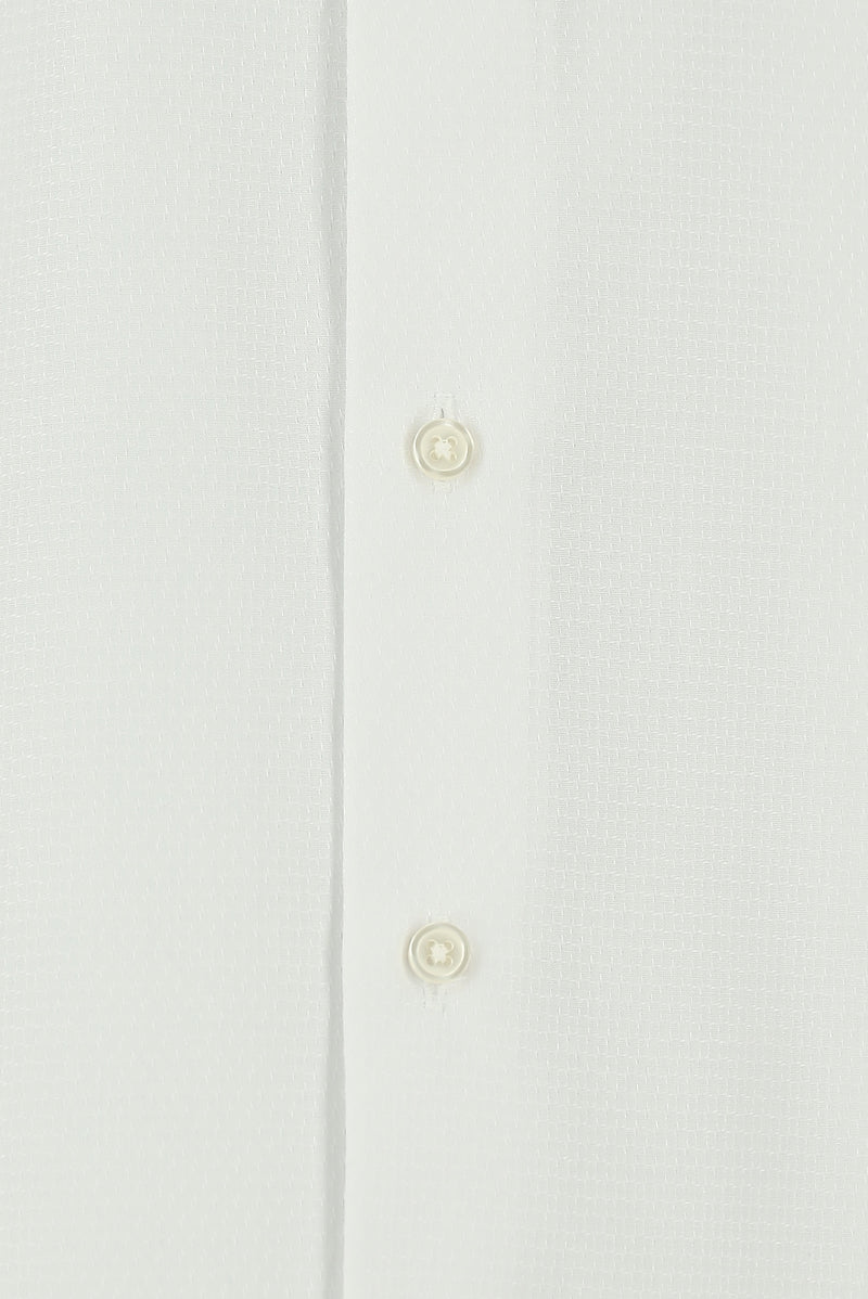 Beyaz Kısa Kol Regular Fit Desenli Pamuk Gömlek