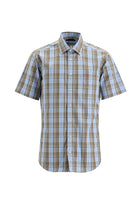 Açık Mavi Kısa Kol Regular Fit Ekose Pamuk Gömlek