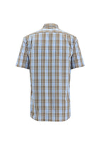 Açık Mavi Kısa Kol Regular Fit Ekose Pamuk Gömlek