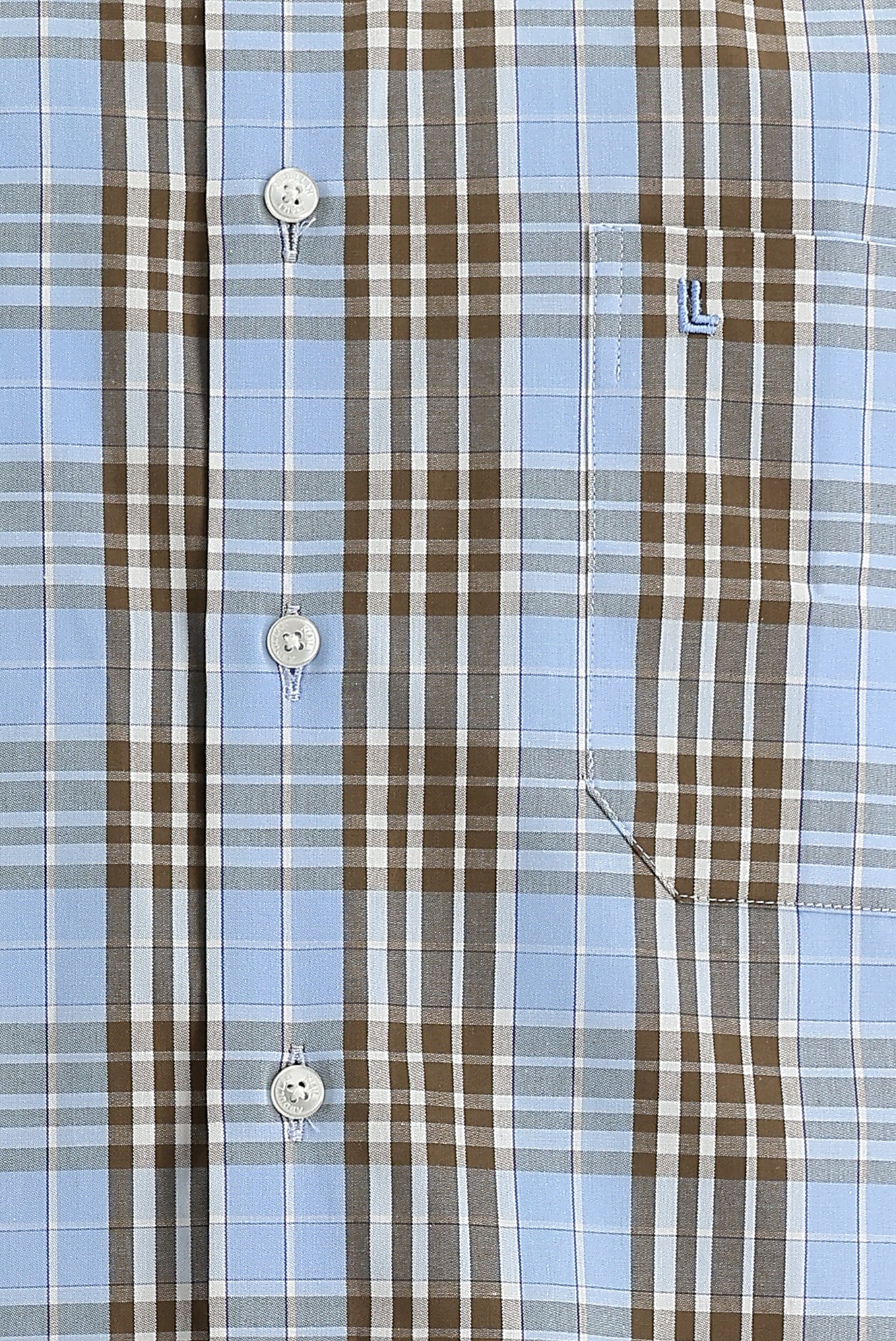 Açık Mavi Kısa Kol Regular Fit Ekose Pamuk Gömlek