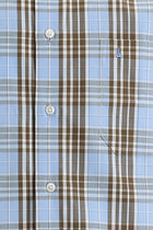 Açık Mavi Kısa Kol Regular Fit Ekose Pamuk Gömlek