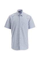 Açık Mavi Kısa Kol Regular Fit Ekose Pamuk Gömlek