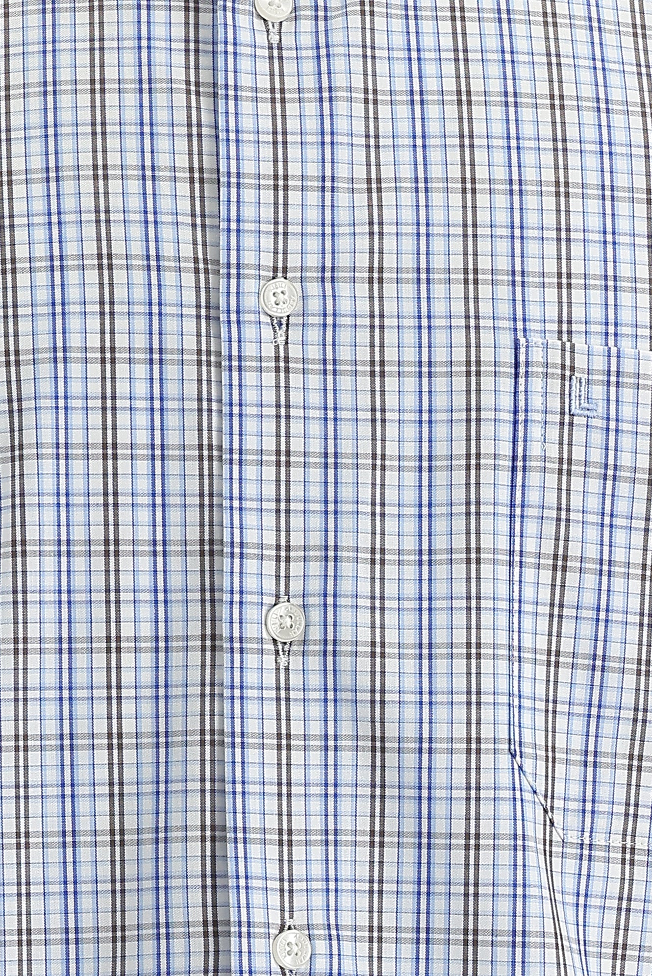 Açık Mavi Kısa Kol Regular Fit Ekose Pamuk Gömlek