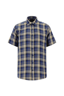 Açık Kahve  Kısa Kol Regular Fit Ekose Spor Pamuk Gömlek