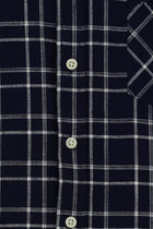 Orta Lacivert Kısa Kol Regular Fit Ekose Spor Pamuk Gömlek