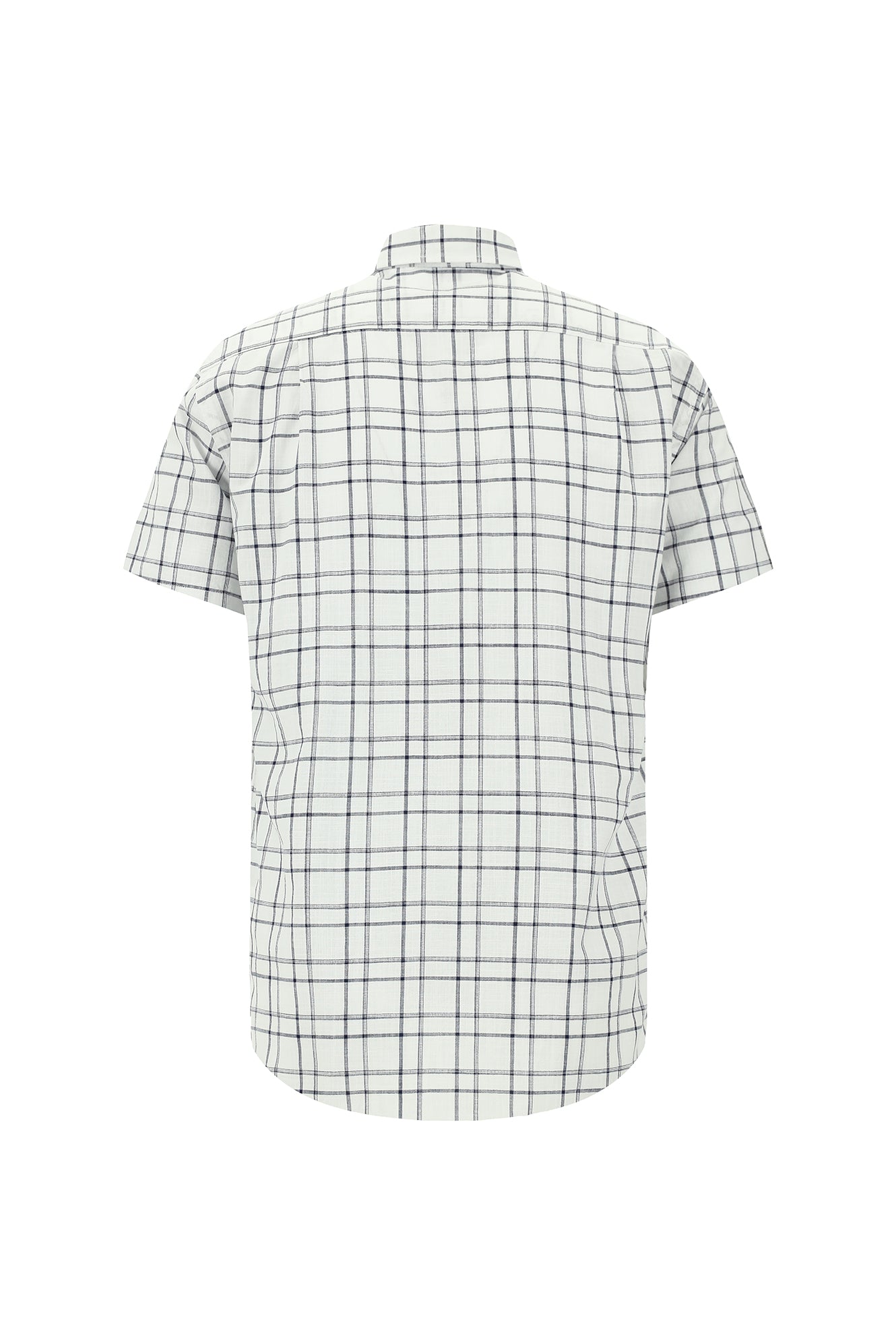 Kırık Beyaz Kısa Kol Regular Fit Ekose Spor Pamuk Gömlek