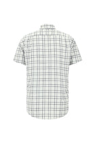 Kırık Beyaz Kısa Kol Regular Fit Ekose Spor Pamuk Gömlek