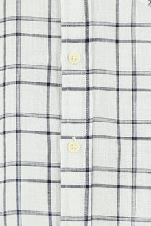 Kırık Beyaz Kısa Kol Regular Fit Ekose Spor Pamuk Gömlek