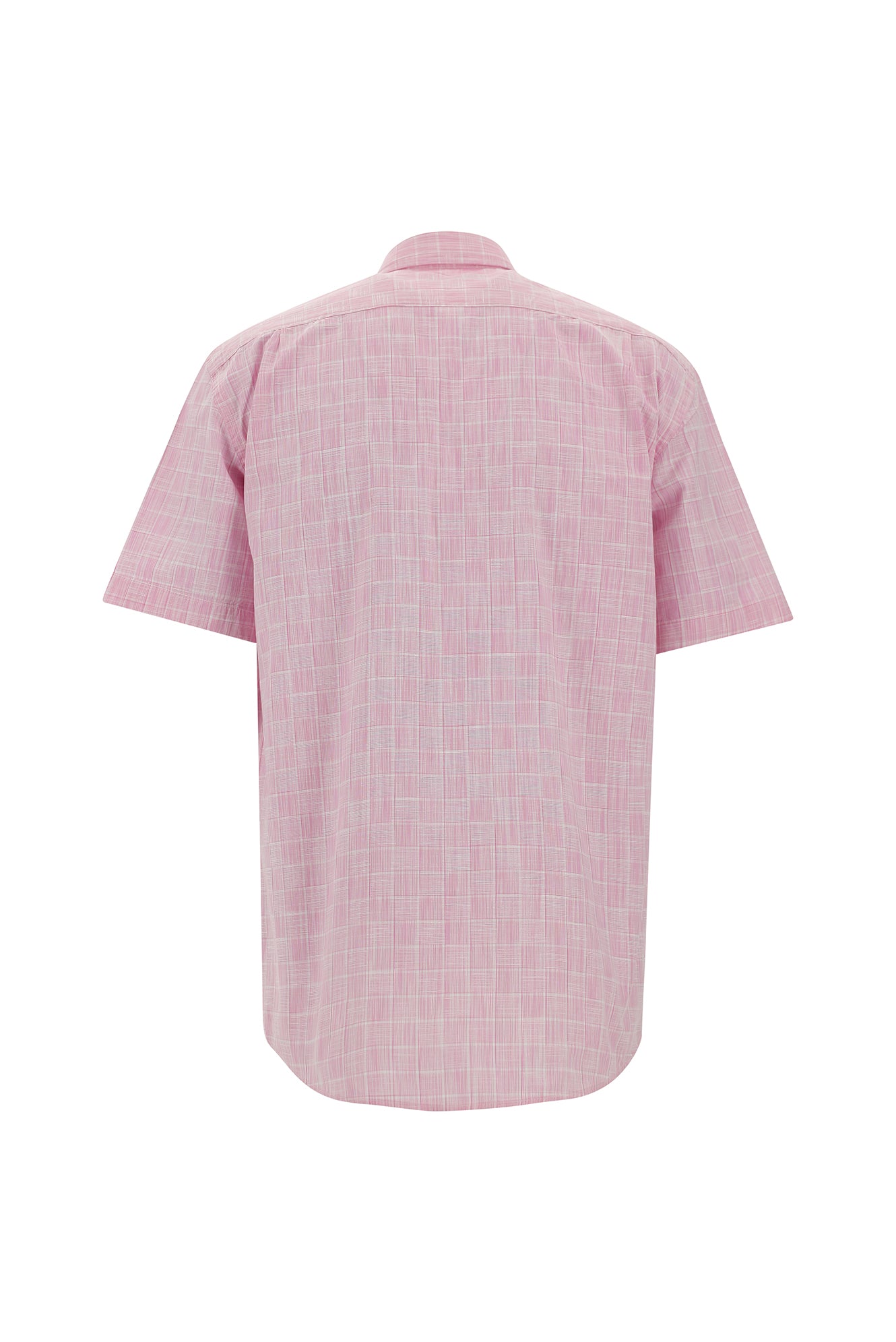 Pembe Kısa Kol Regular Fit Ekose Spor Pamuk Gömlek