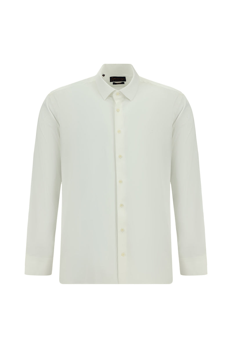 Beyaz Uzun Kol Slim Fit Dar Kesim Klasik Pamuklu Gömlek