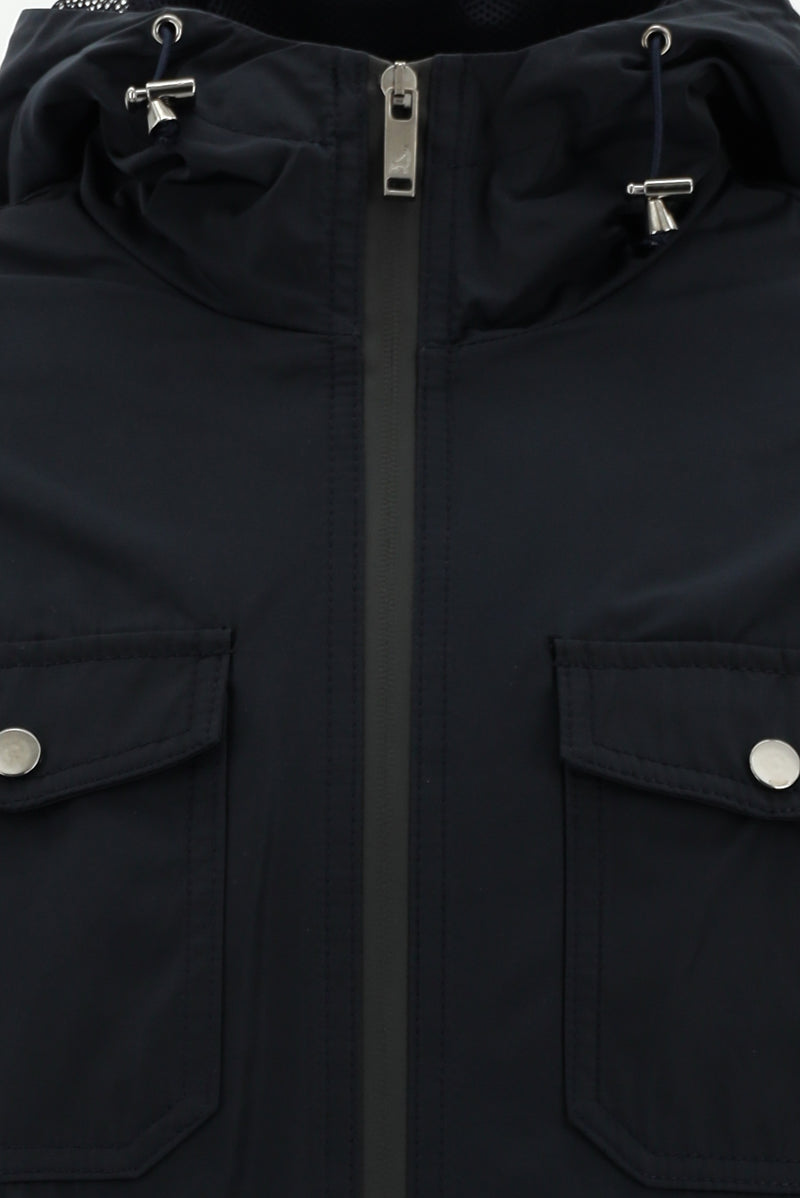 Koyu Lacivert Kapüşonlu Mevsimlik Spor Mont