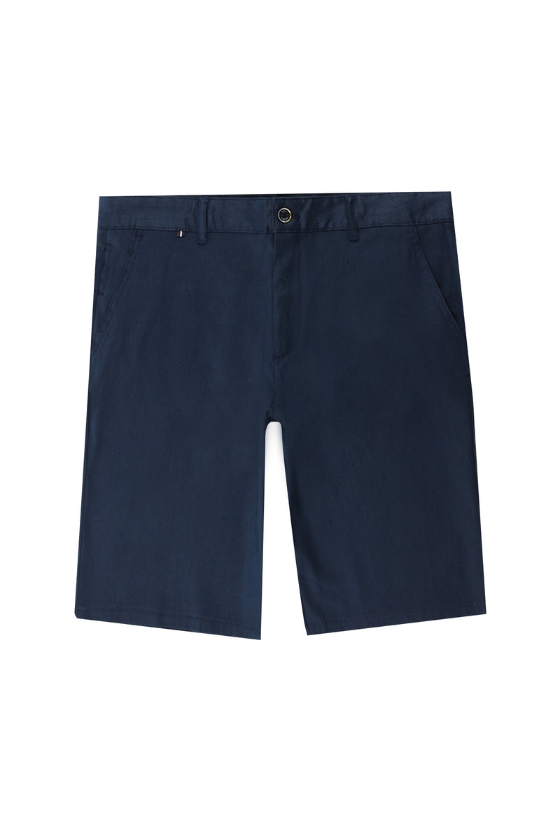Koyu Lacivert Regular Fit Bermuda Keten Şort