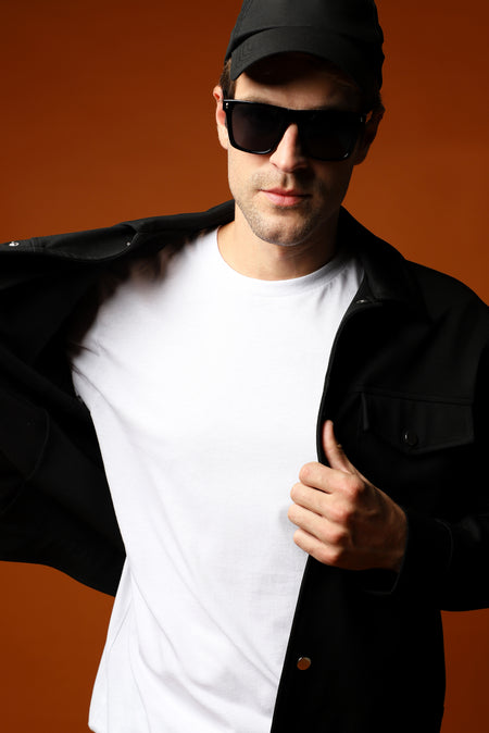 Beyaz Bisiklet Yaka Regular Fit Pamuk T-shirt